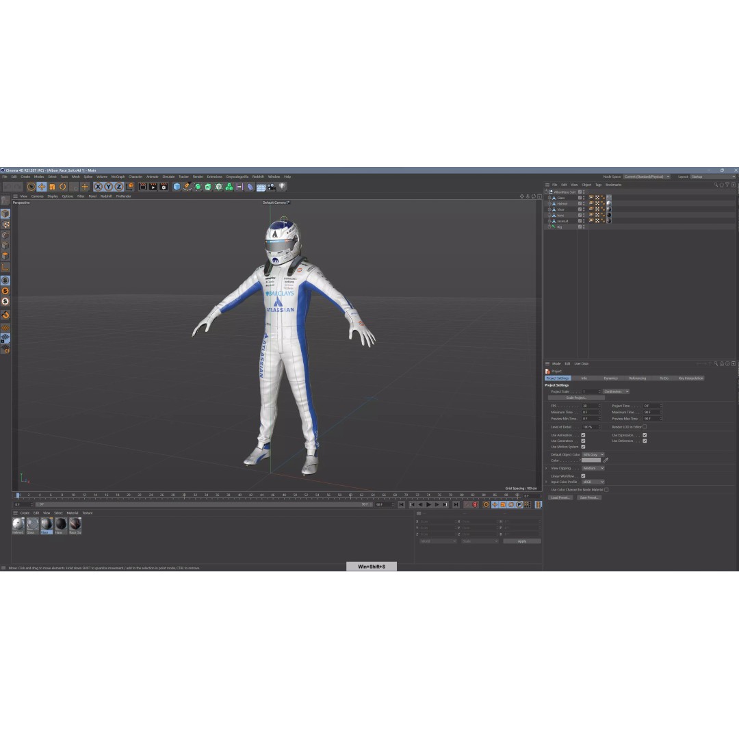 F1 Williams Racing Suits 2026 3D Model – Rigged PBR Asset, FBX, Blender - View 5