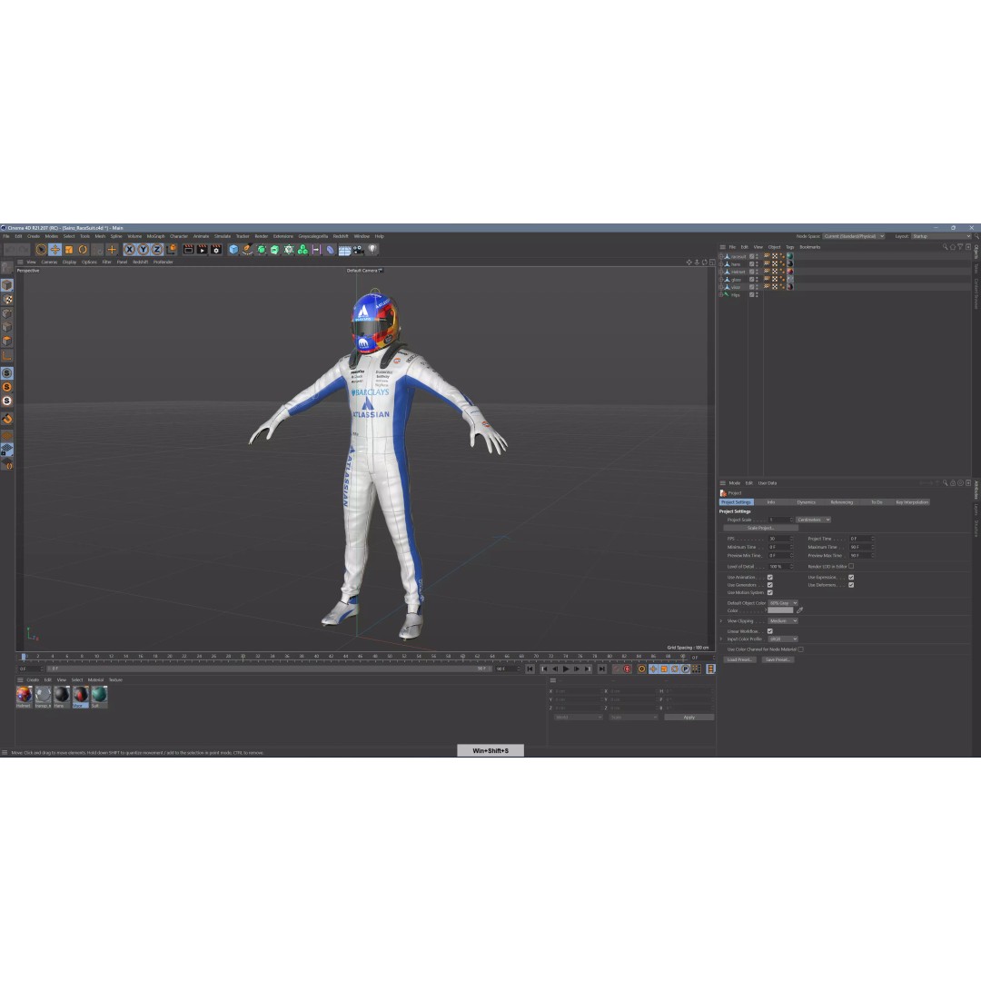 F1 Williams Racing Suits 2026 3D Model – Rigged PBR Asset, FBX, Blender - View 6