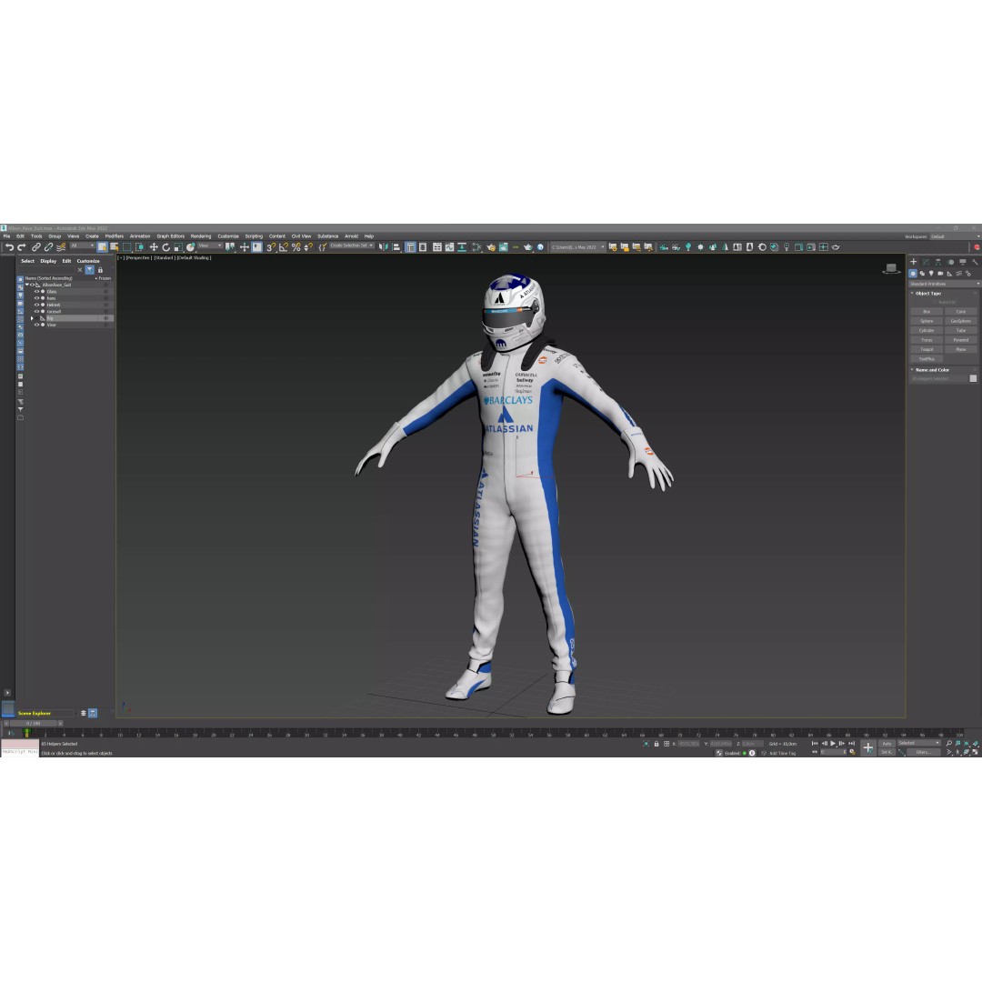 F1 Williams Racing Suits 2026 3D Model – Rigged PBR Asset, FBX, Blender - View 7
