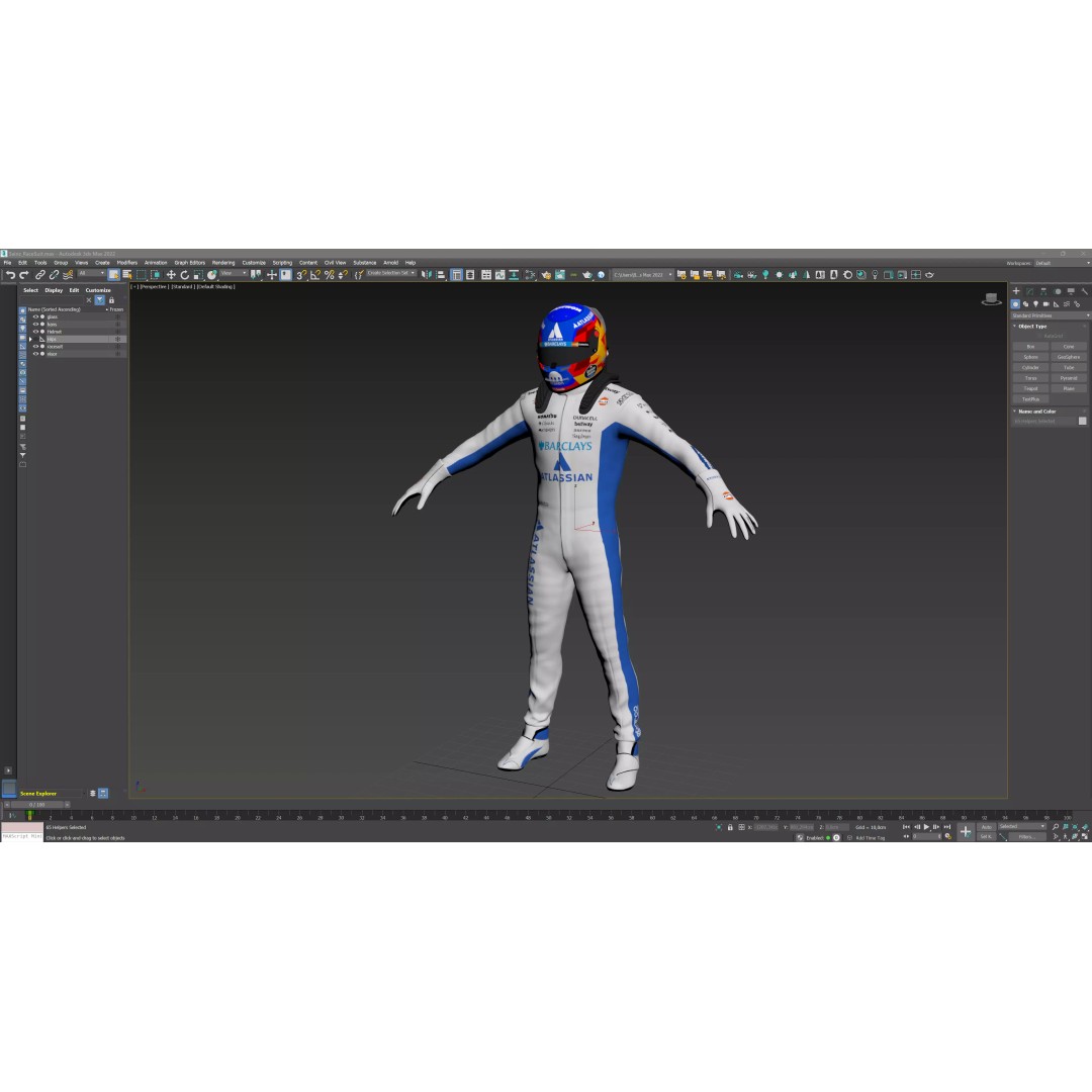 F1 Williams Racing Suits 2026 3D Model – Rigged PBR Asset, FBX, Blender - View 8