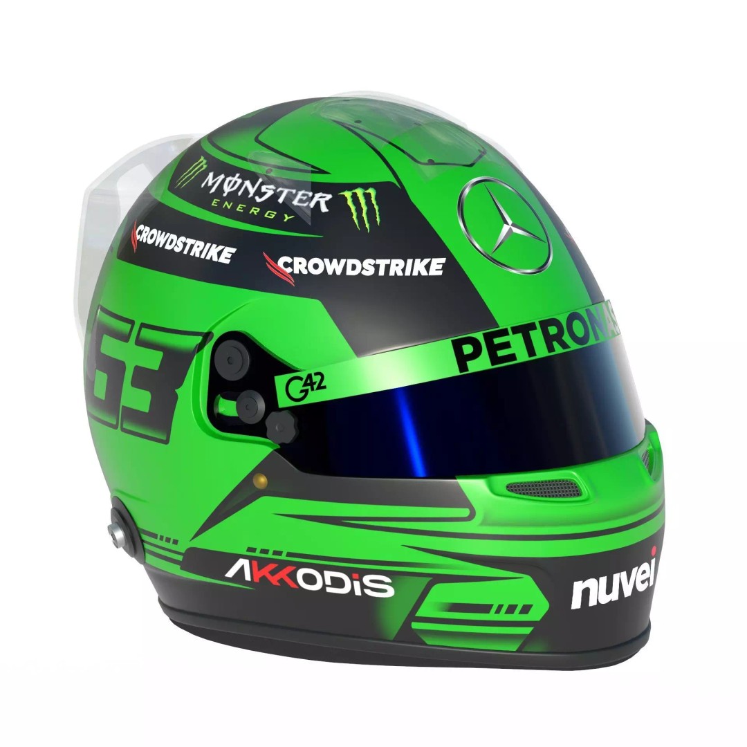 F1 Mercedes Helmets 2023 3D Model – High Detail PBR Game Asset, FBX, OBJ - View 10