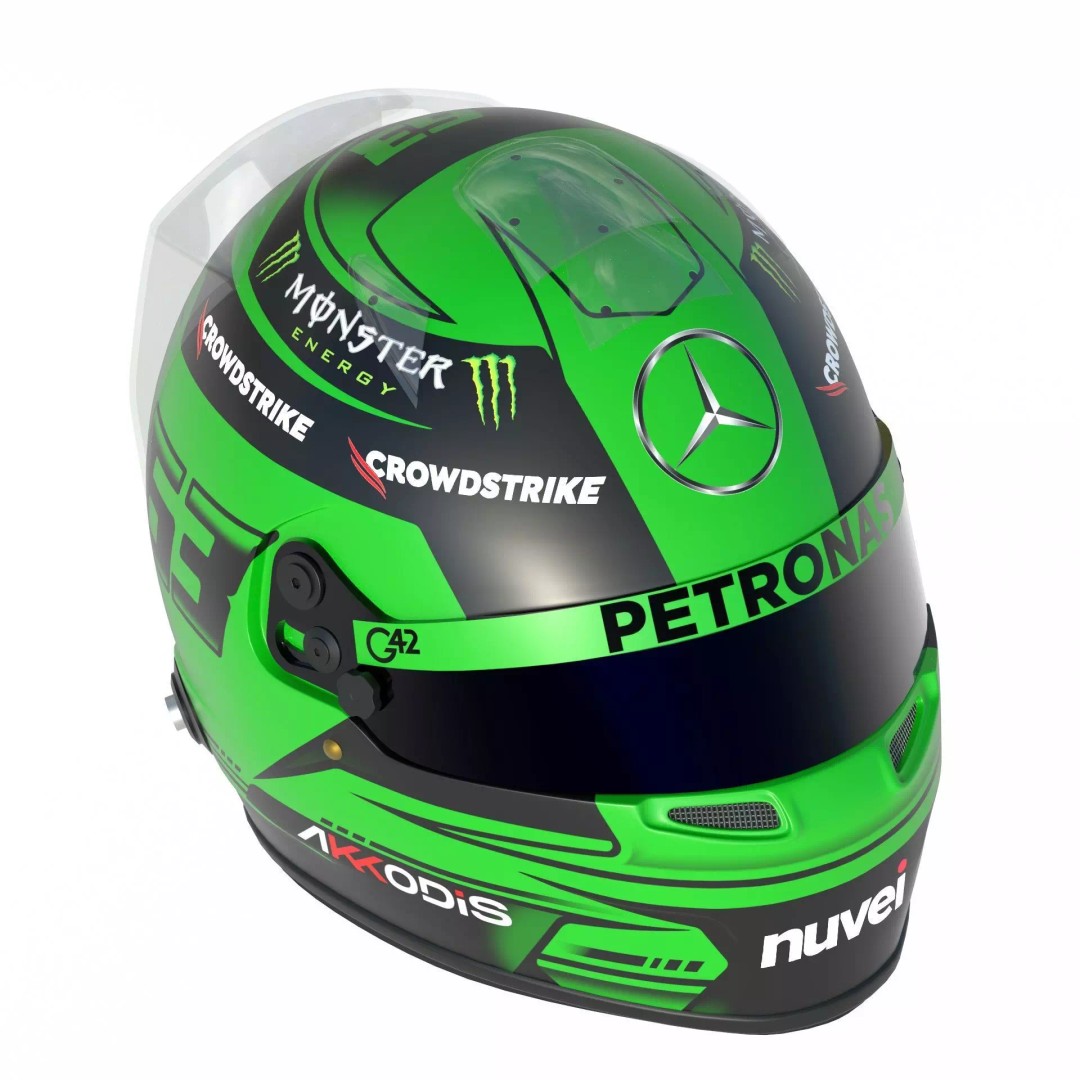 F1 Mercedes Helmets 2023 3D Model – High Detail PBR Game Asset, FBX, OBJ - View 11