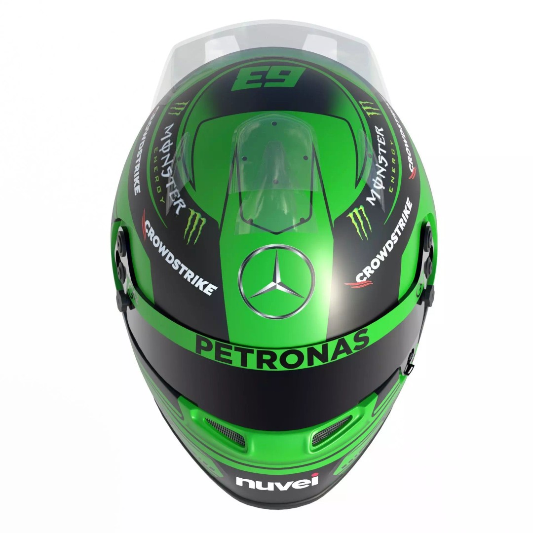 F1 Mercedes Helmets 2023 3D Model – High Detail PBR Game Asset, FBX, OBJ - View 12