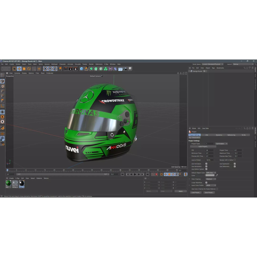 F1 Mercedes Helmets 2023 3D Model – High Detail PBR Game Asset, FBX, OBJ - View 26