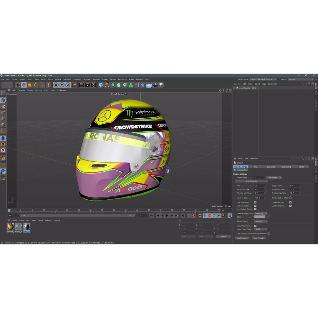 F1 Mercedes Helmets 2023 3D Model – High Detail PBR Game Asset, FBX, OBJ - View 27