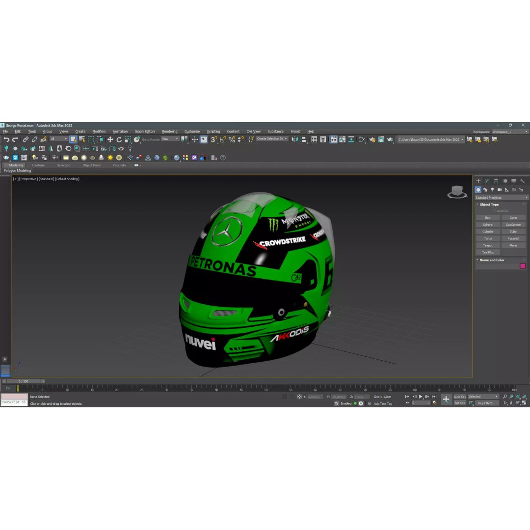 F1 Mercedes Helmets 2023 3D Model – High Detail PBR Game Asset, FBX, OBJ - View 28
