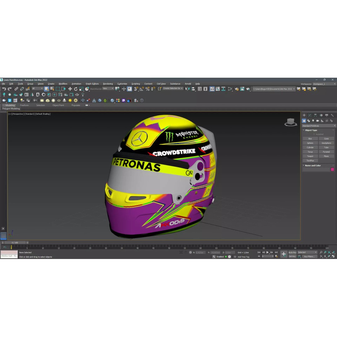 F1 Mercedes Helmets 2023 3D Model – High Detail PBR Game Asset, FBX, OBJ - View 29
