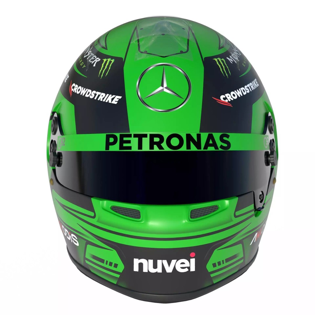 F1 Mercedes Helmets 2023 3D Model – High Detail PBR Game Asset, FBX, OBJ - View 3