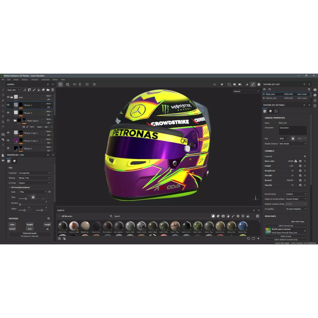 F1 Mercedes Helmets 2023 3D Model – High Detail PBR Game Asset, FBX, OBJ - View 31