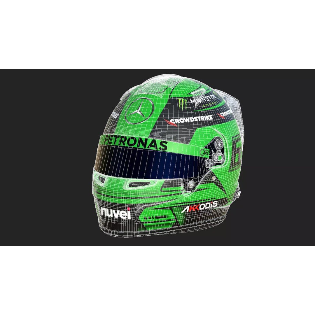 F1 Mercedes Helmets 2023 3D Model – High Detail PBR Game Asset, FBX, OBJ - View 32