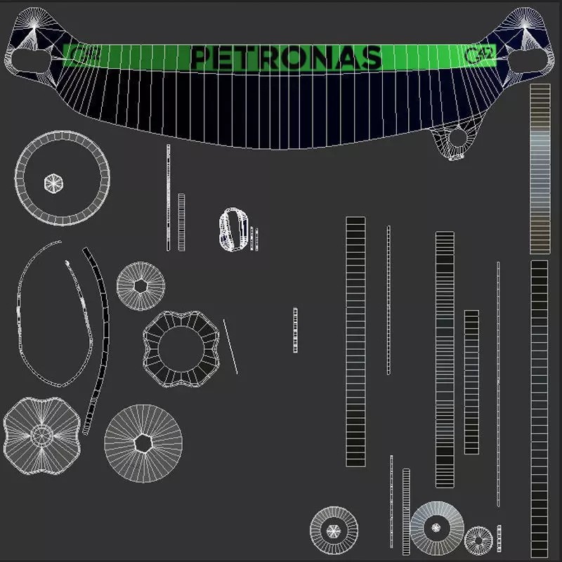 F1 Mercedes Helmets 2023 3D Model – High Detail PBR Game Asset, FBX, OBJ - View 36