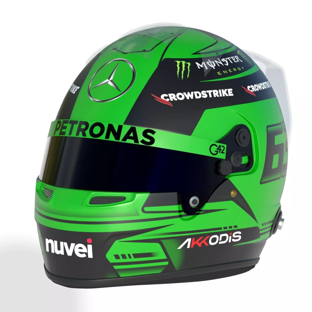 F1 Mercedes Helmets 2023 3D Model – High Detail PBR Game Asset, FBX, OBJ - View 4