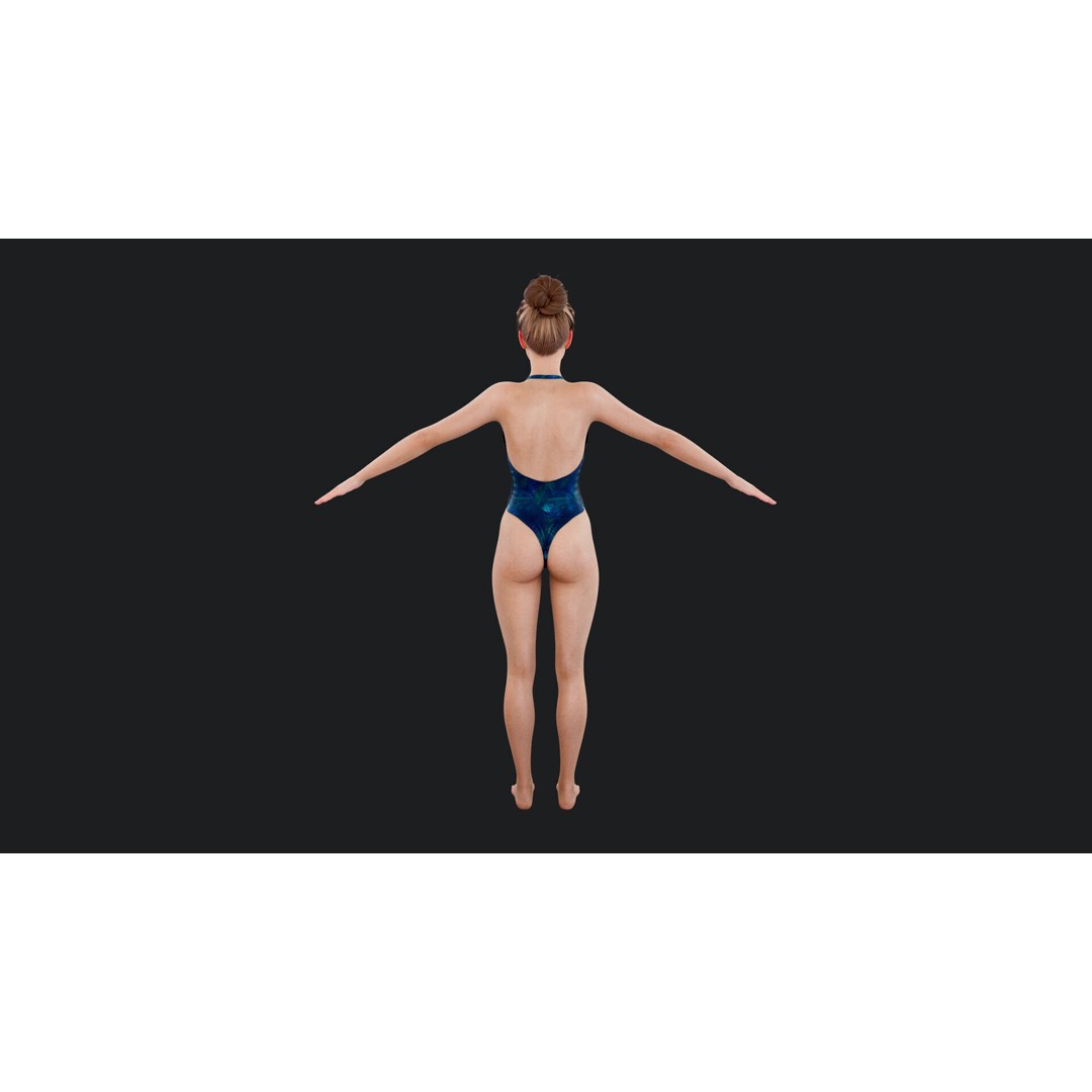 Female Windsurf 3D Model – Low Poly Rigged Character, FBX, OBJ - View 12