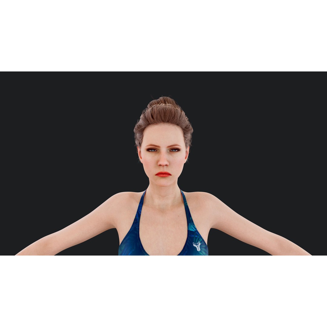 Female Windsurf 3D Model – Low Poly Rigged Character, FBX, OBJ - View 20
