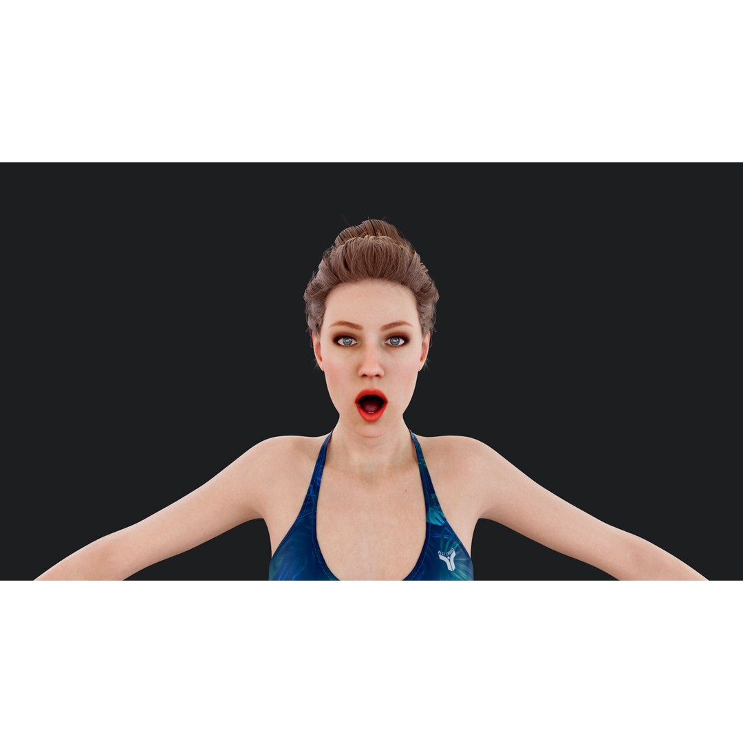 Female Windsurf 3D Model – Low Poly Rigged Character, FBX, OBJ - View 21