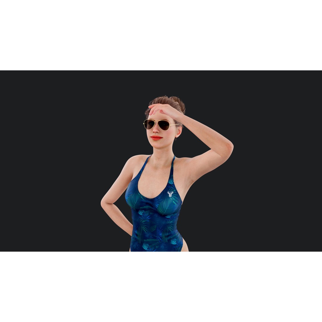 Female Windsurf 3D Model – Low Poly Rigged Character, FBX, OBJ - View 23