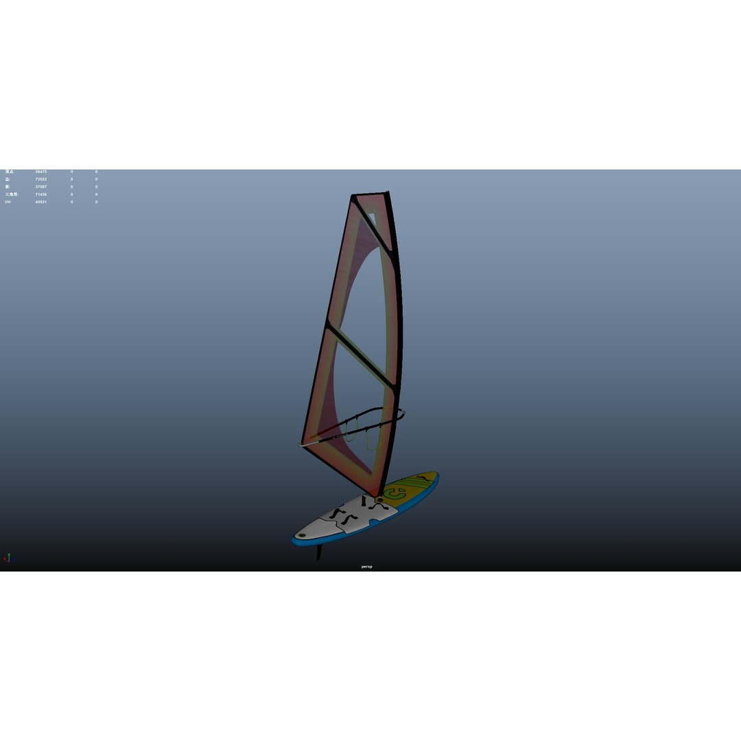 Female Windsurf 3D Model – Low Poly Rigged Character, FBX, OBJ - View 26