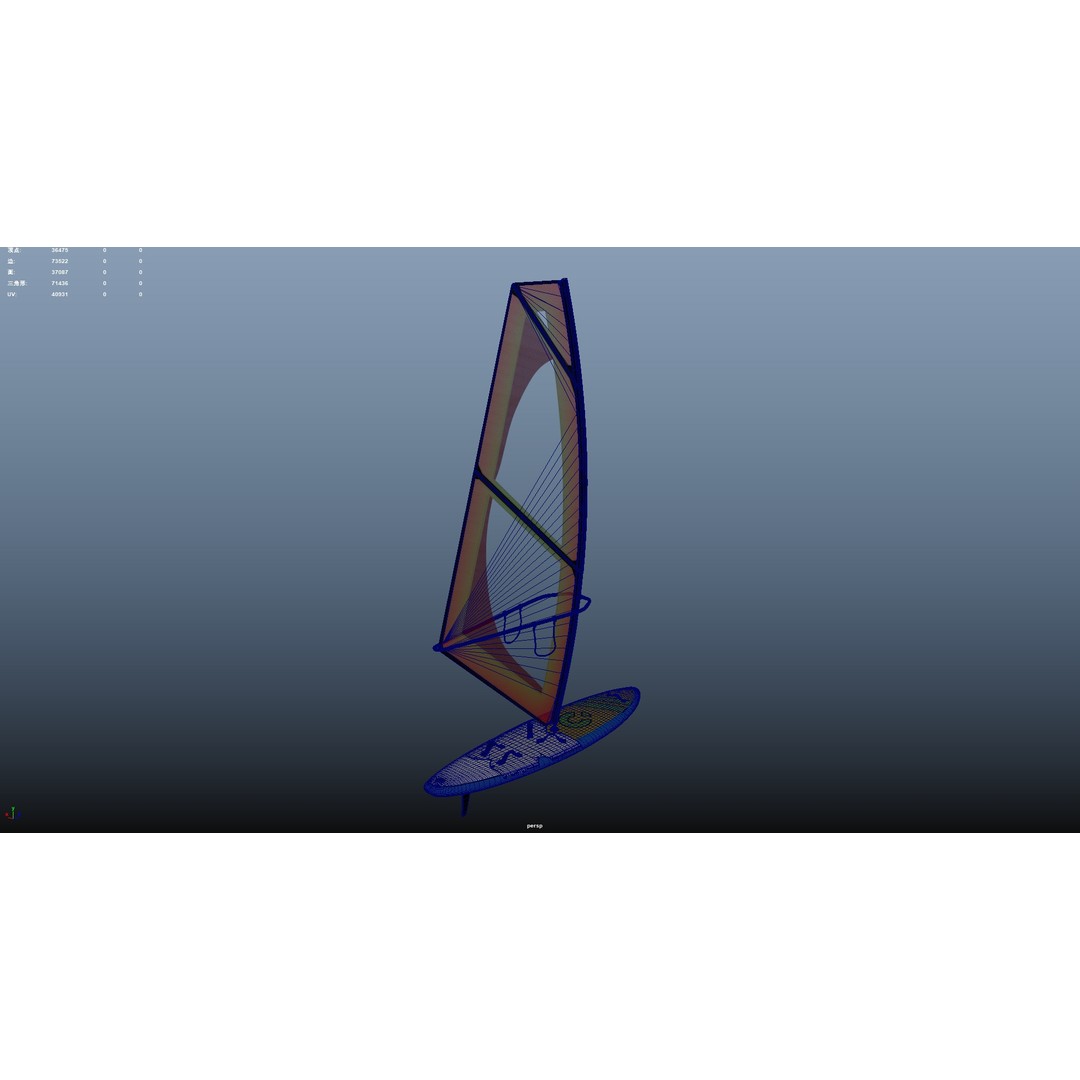 Female Windsurf 3D Model – Low Poly Rigged Character, FBX, OBJ - View 27