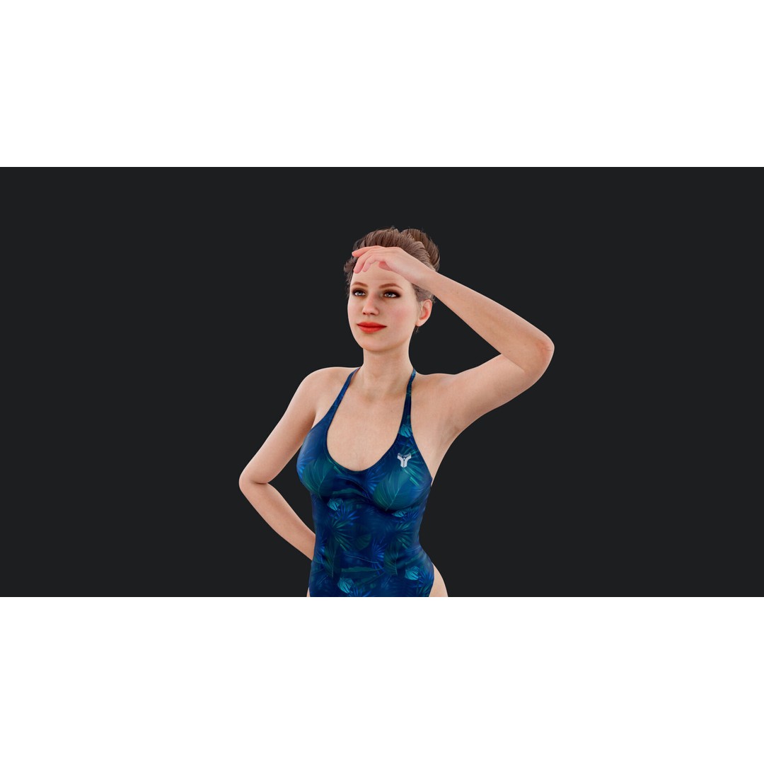Female Windsurf 3D Model – Low Poly Rigged Character, FBX, OBJ - View 5