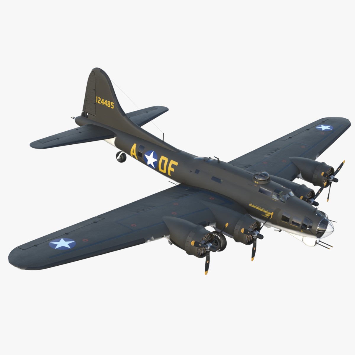 Boeing B-17 Flying Fortress - Low-Poly Game-Ready 3D Model - View 17