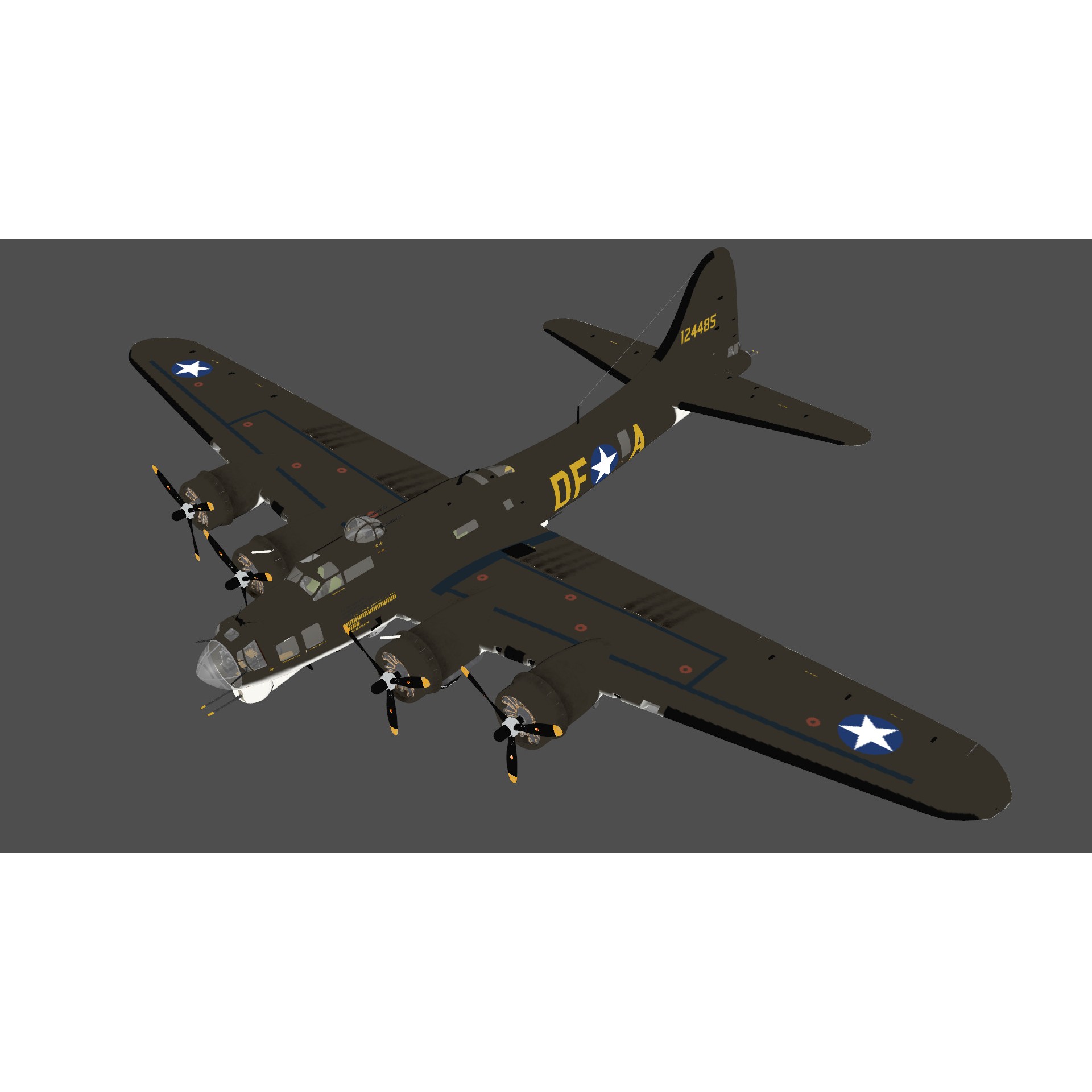 Boeing B-17 Flying Fortress - Low-Poly Game-Ready 3D Model - View 18