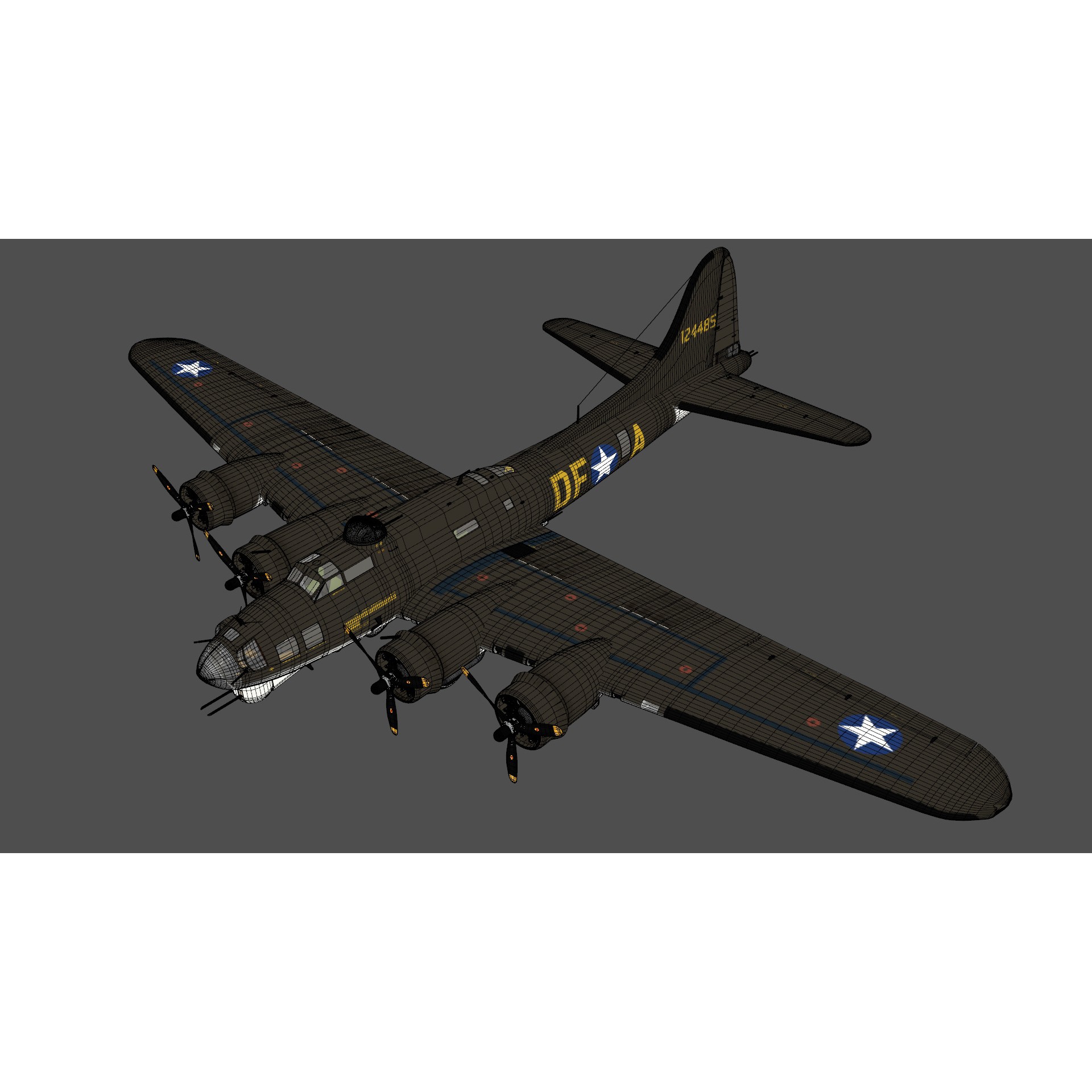 Boeing B-17 Flying Fortress - Low-Poly Game-Ready 3D Model - View 19