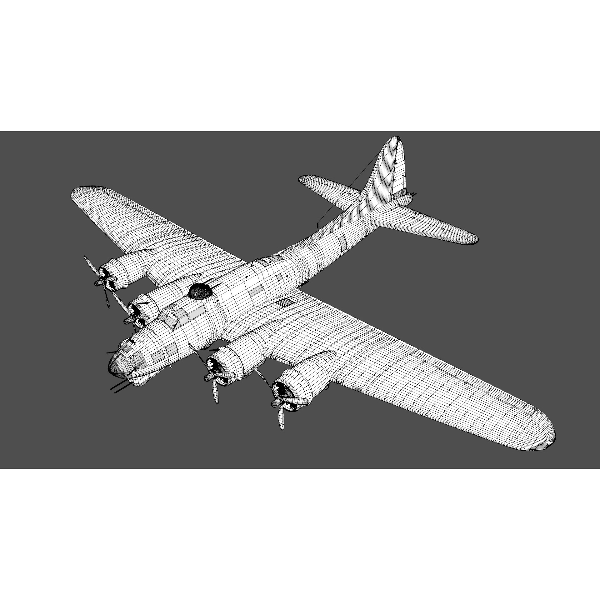 Boeing B-17 Flying Fortress - Low-Poly Game-Ready 3D Model - View 20