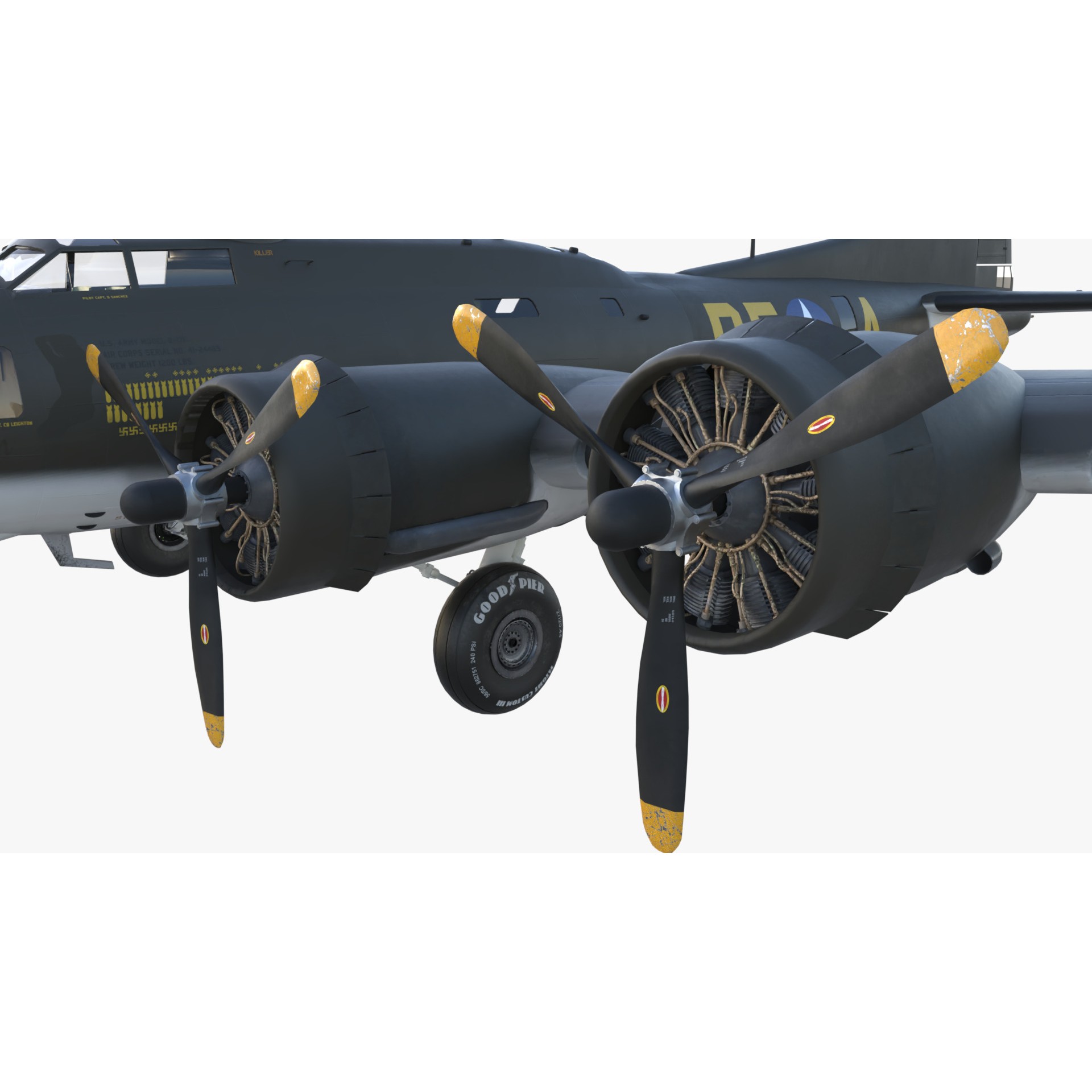 Boeing B-17 Flying Fortress - Low-Poly Game-Ready 3D Model - View 9
