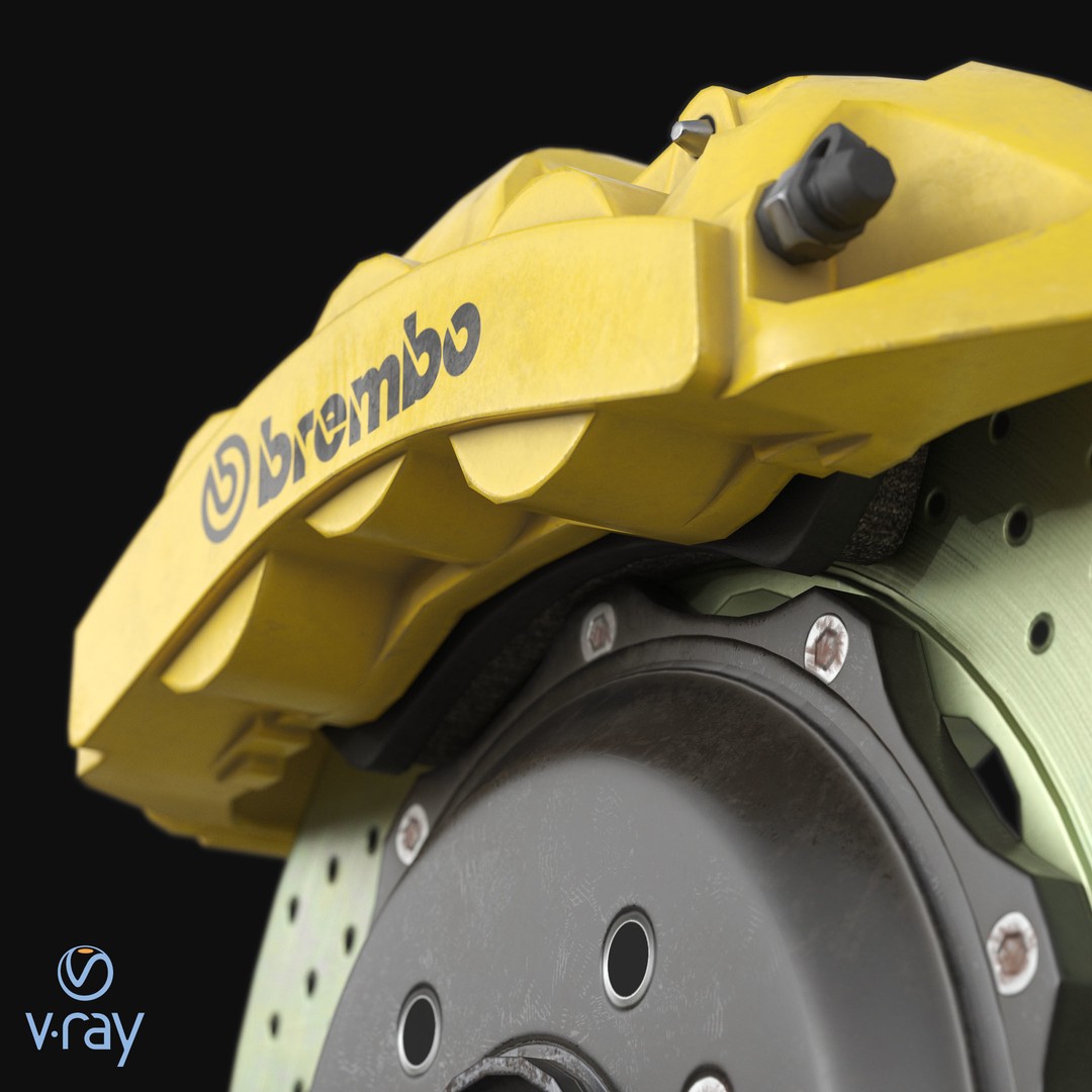 Brembo 6 Pot Brakes 3D Model – Low Poly PBR Asset, FBX, OBJ - View 10
