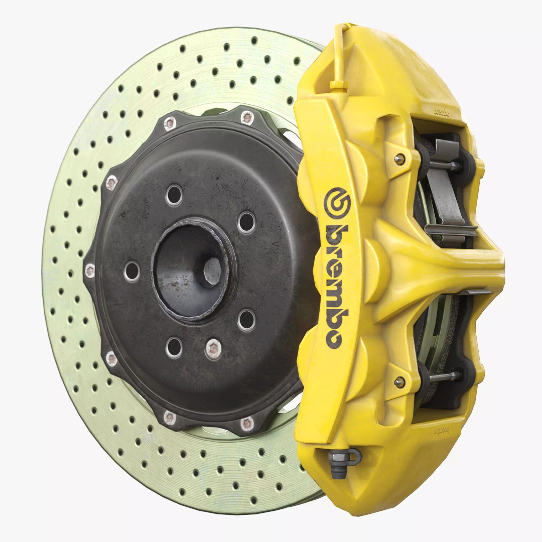 Brembo 6 Pot Brakes 3D Model – Low Poly PBR Asset, FBX, OBJ - View 2