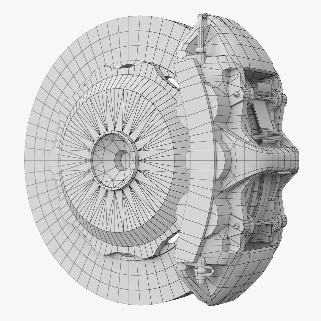 Brembo 6 Pot Brakes 3D Model – Low Poly PBR Asset, FBX, OBJ - View 3
