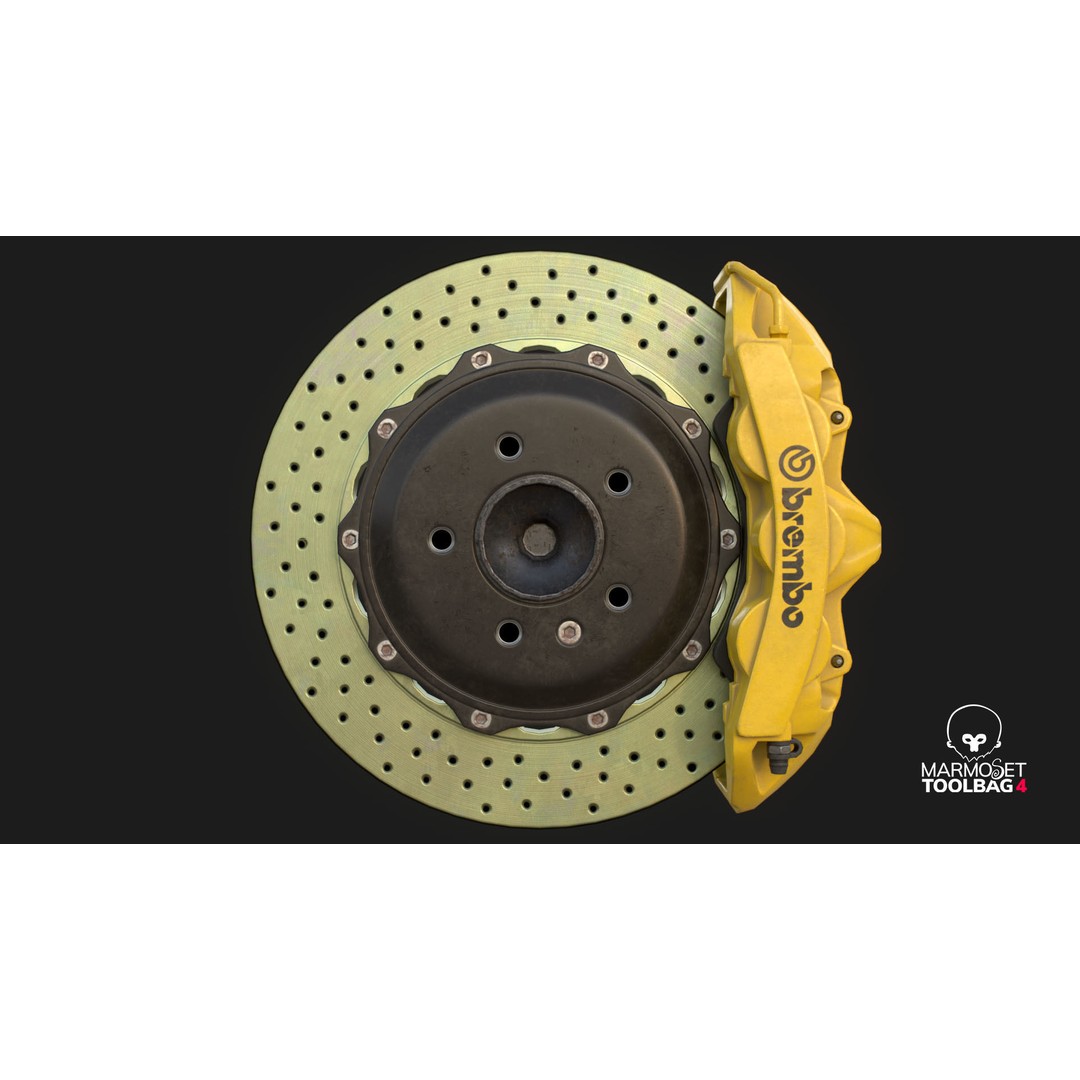 Brembo 6 Pot Brakes 3D Model – Low Poly PBR Asset, FBX, OBJ - View 5