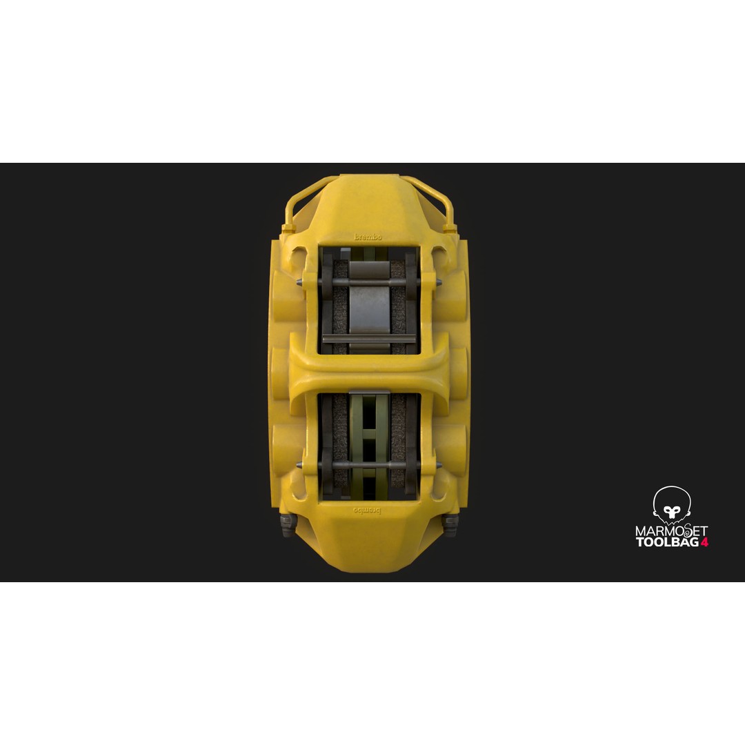 Brembo 6 Pot Brakes 3D Model – Low Poly PBR Asset, FBX, OBJ - View 7