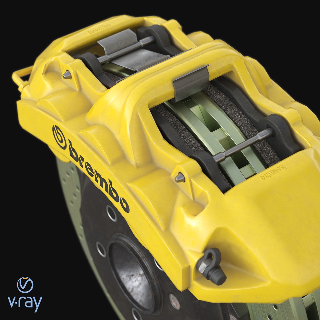 Brembo 6 Pot Brakes 3D Model – Low Poly PBR Asset, FBX, OBJ - View 8