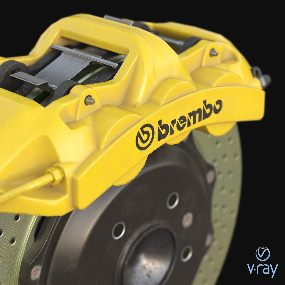 Brembo 6 Pot Brakes 3D Model – Low Poly PBR Asset, FBX, OBJ - View 9
