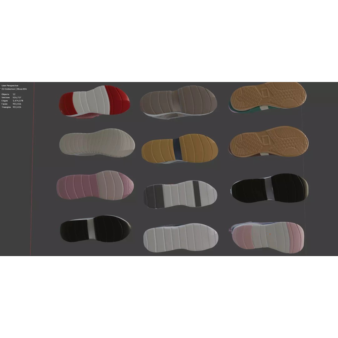 Stylish Sneakers 3D Model – Low Poly Casual Sport Shoes, FBX - View 5