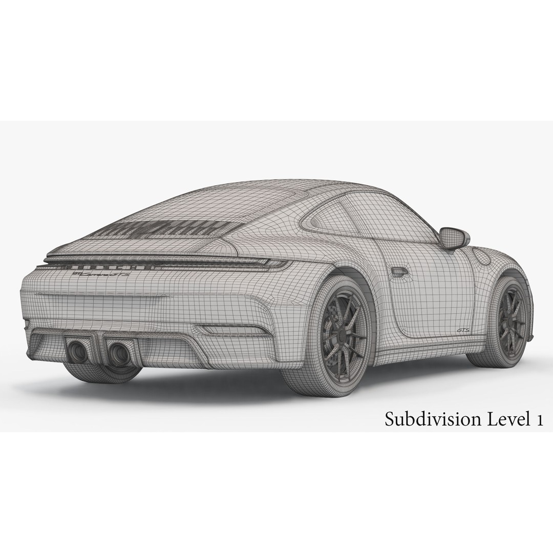 Porsche 911 Carrera GTS 3D Model – High Poly Sports Car, FBX/OBJ - View 19