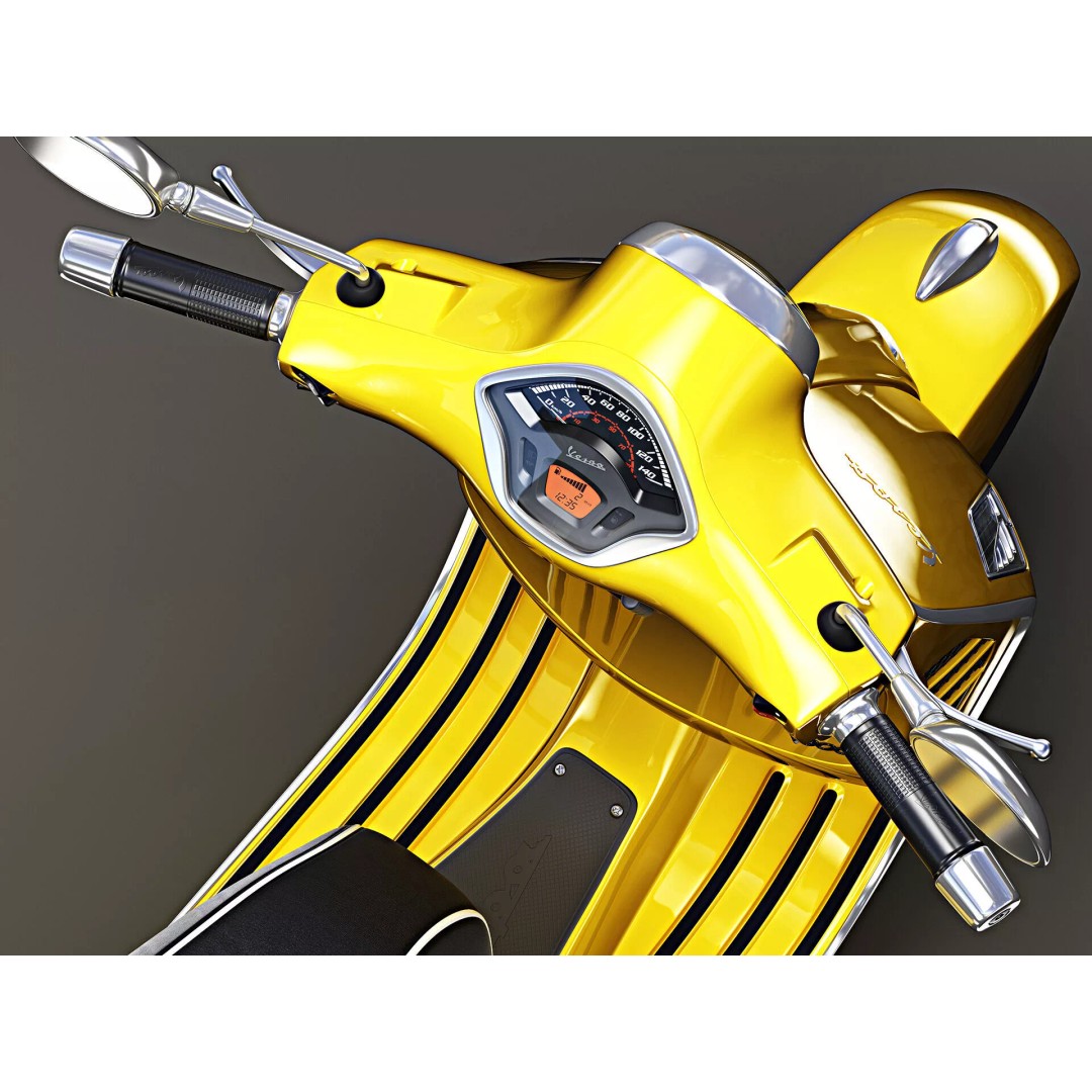 2020 Vespa GTS Super HPE 3D Model – High Poly PBR Game Asset, FBX, OBJ - View 12