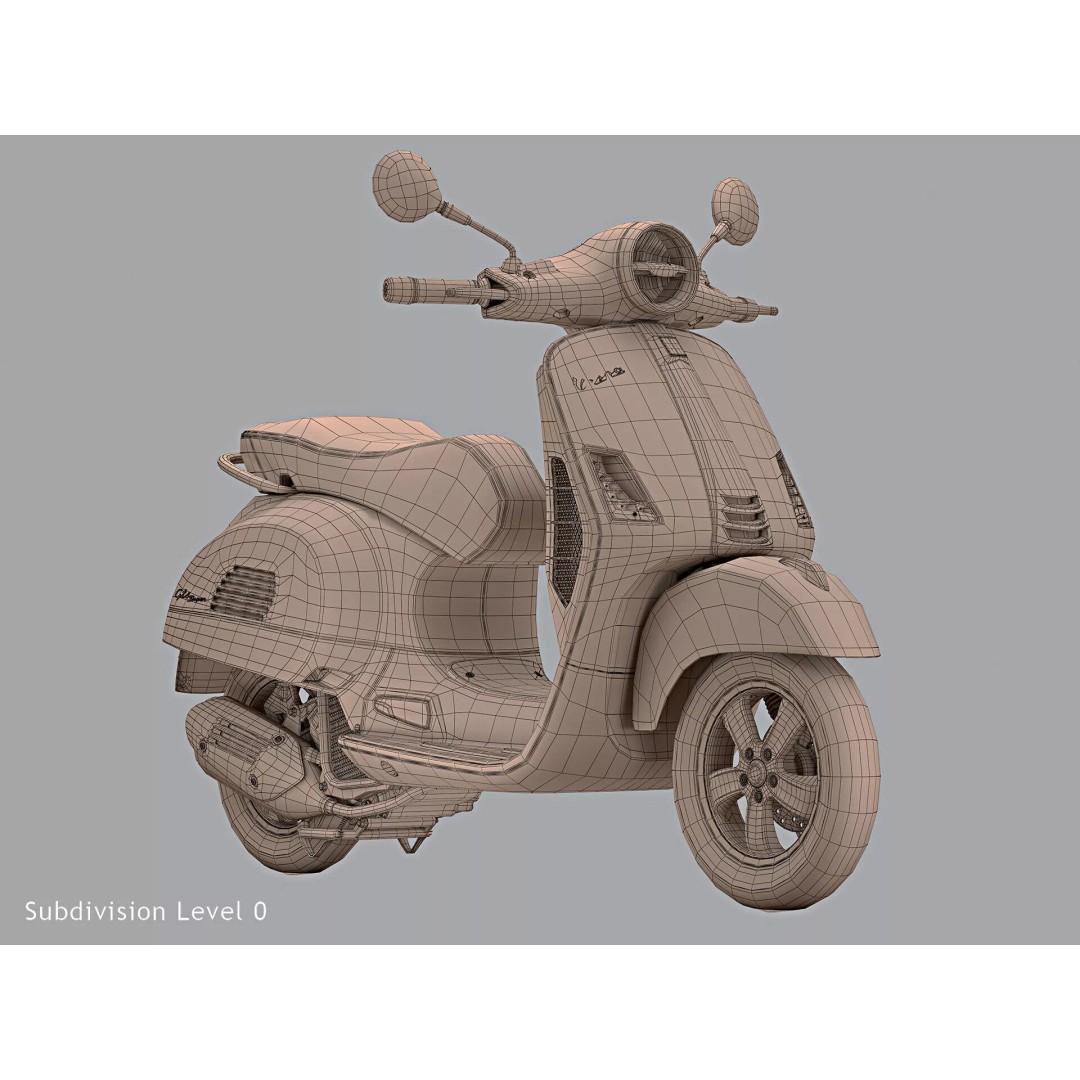 2020 Vespa GTS Super HPE 3D Model – High Poly PBR Game Asset, FBX, OBJ - View 18