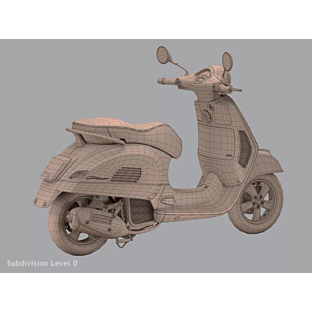 2020 Vespa GTS Super HPE 3D Model – High Poly PBR Game Asset, FBX, OBJ - View 19