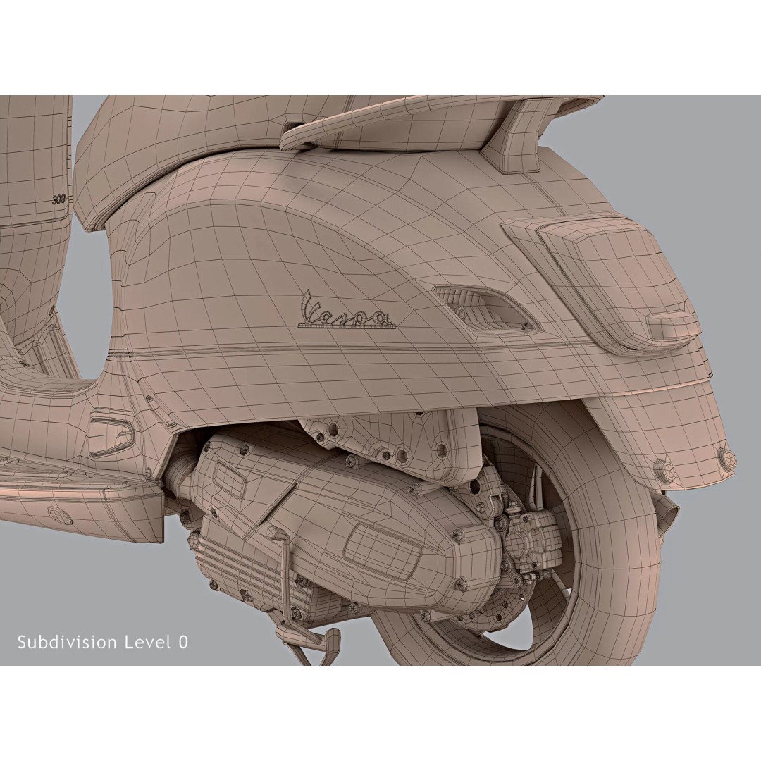 2020 Vespa GTS Super HPE 3D Model – High Poly PBR Game Asset, FBX, OBJ - View 21