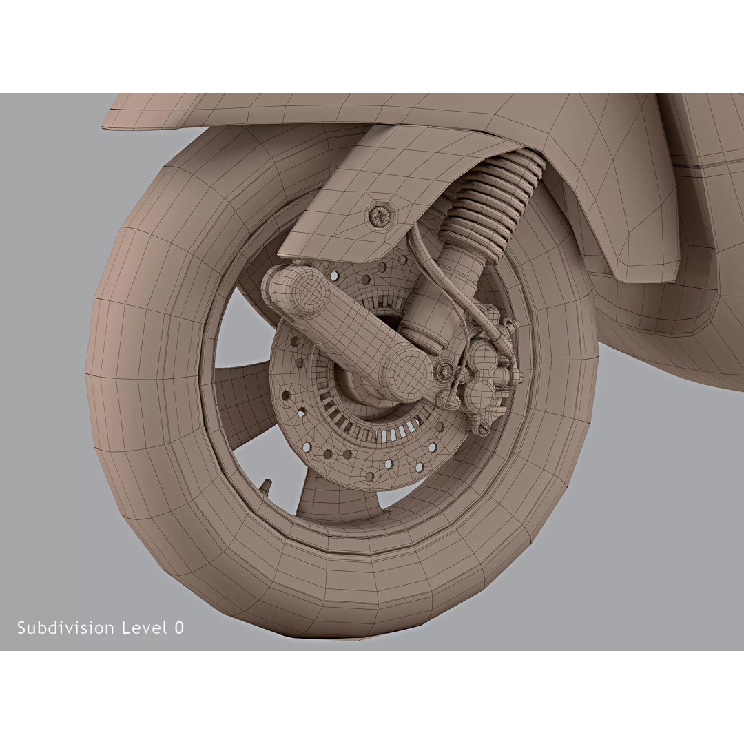 2020 Vespa GTS Super HPE 3D Model – High Poly PBR Game Asset, FBX, OBJ - View 23
