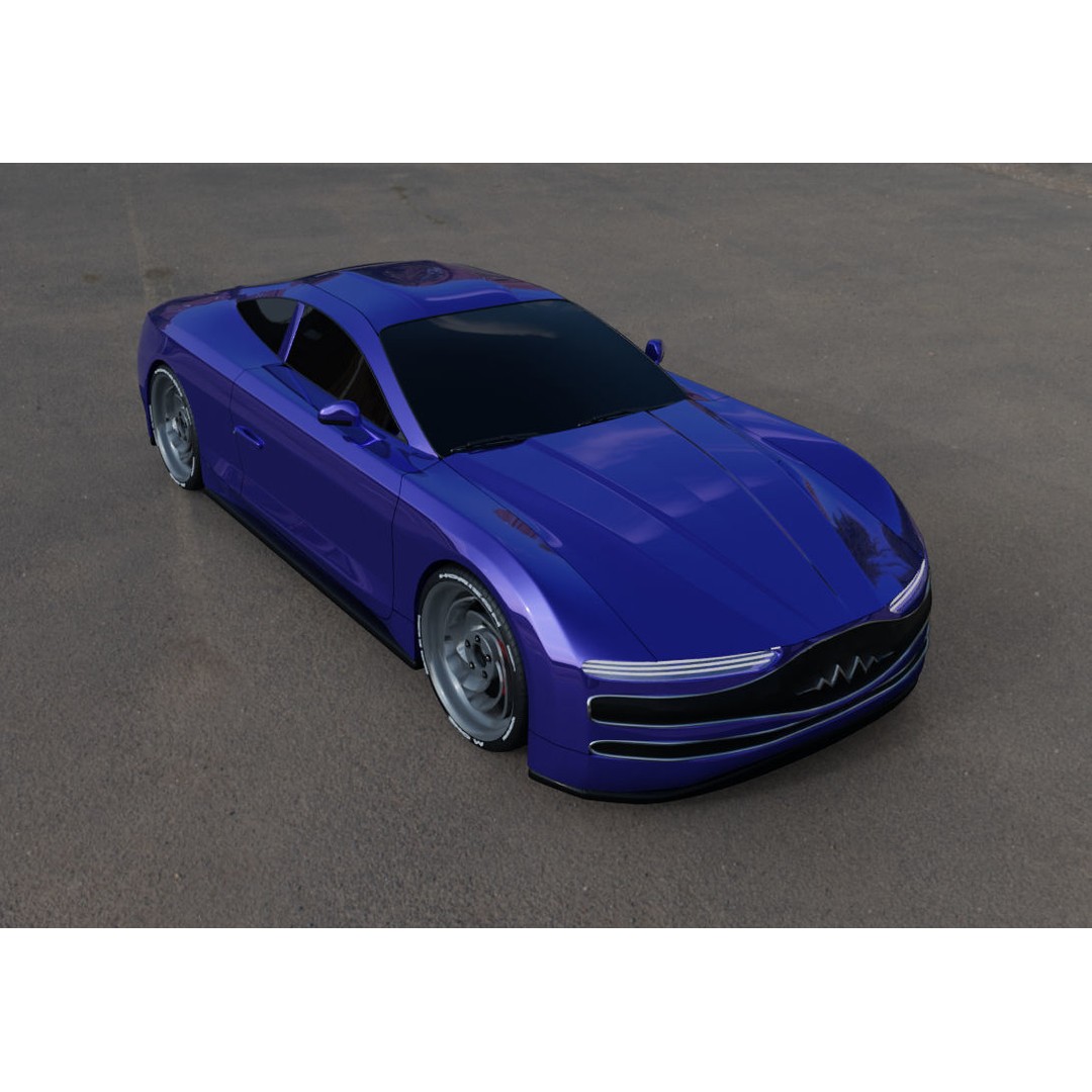 Blue Concept Car 3D Model – Unique Design, Game-Ready, Blender - View 12