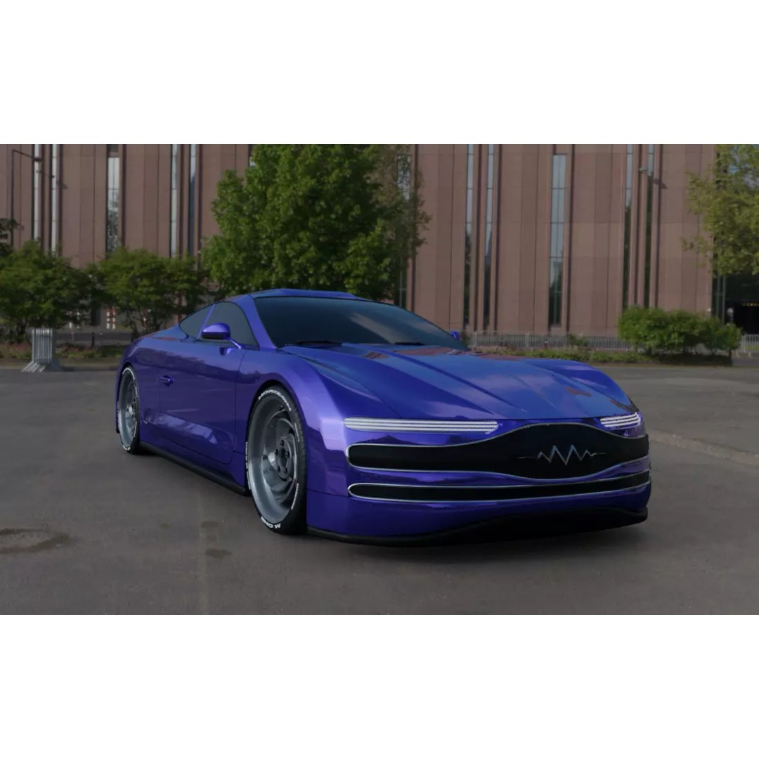 Blue Concept Car 3D Model – Unique Design, Game-Ready, Blender - View 2