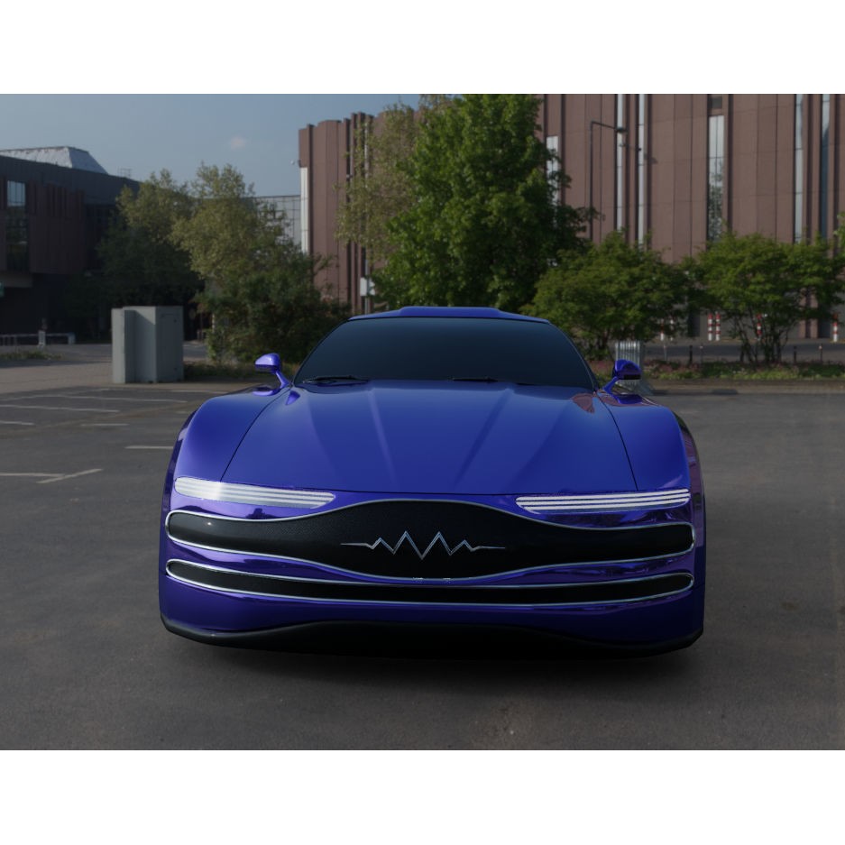 Blue Concept Car 3D Model – Unique Design, Game-Ready, Blender - View 3
