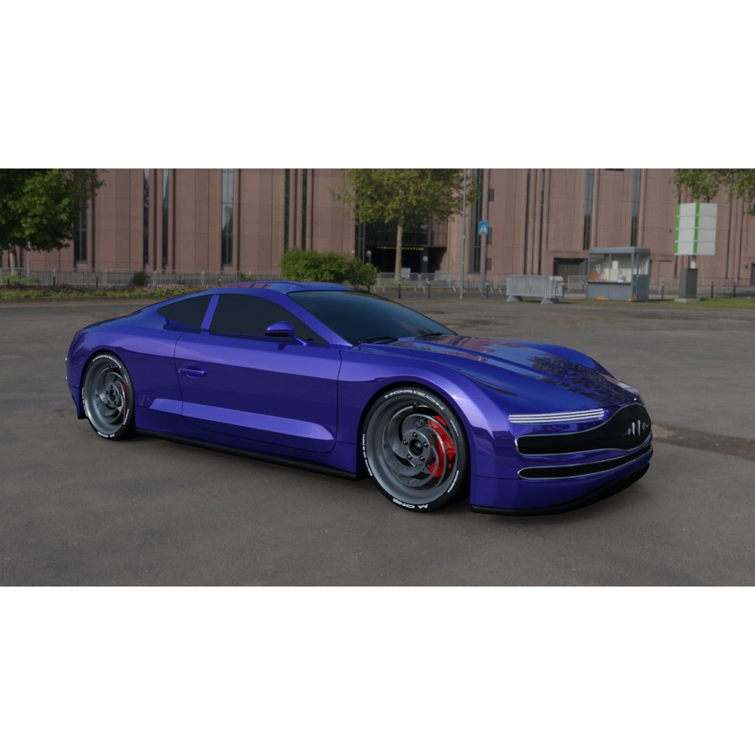 Blue Concept Car 3D Model – Unique Design, Game-Ready, Blender - View 5