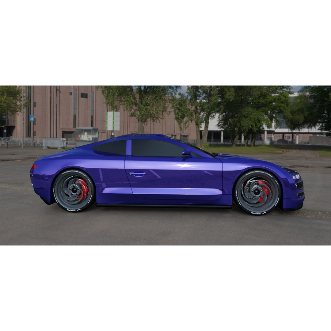 Blue Concept Car 3D Model – Unique Design, Game-Ready, Blender - View 6