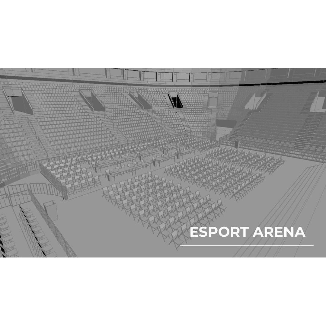 Esport Arena 3D Model – Low Poly Interior with Gaming Podium, FBX