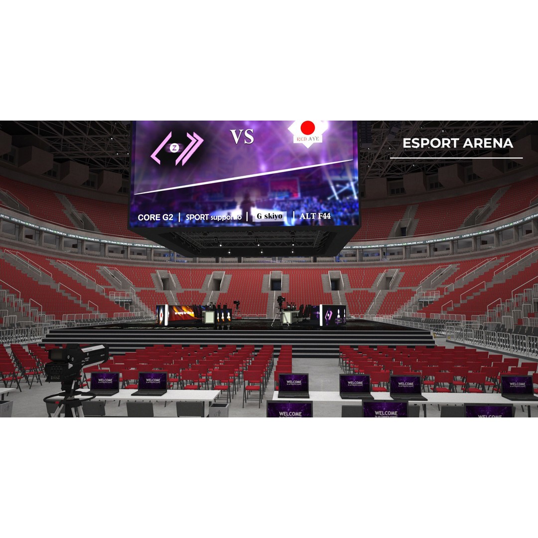 Esport Arena 3D Model – Low Poly Interior with Gaming Podium, FBX - View 11
