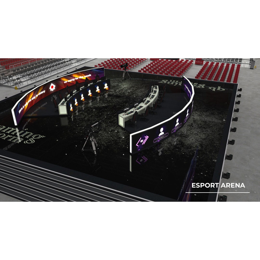 Esport Arena 3D Model – Low Poly Interior with Gaming Podium, FBX - View 15